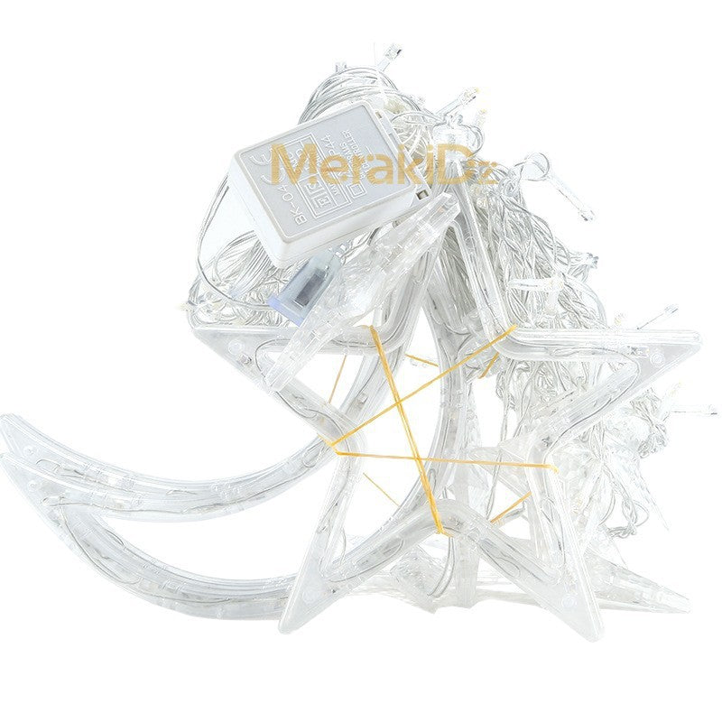 Rideau lumineux LED étoiles et lune -  ستار الهلال والنجوم المضيئة