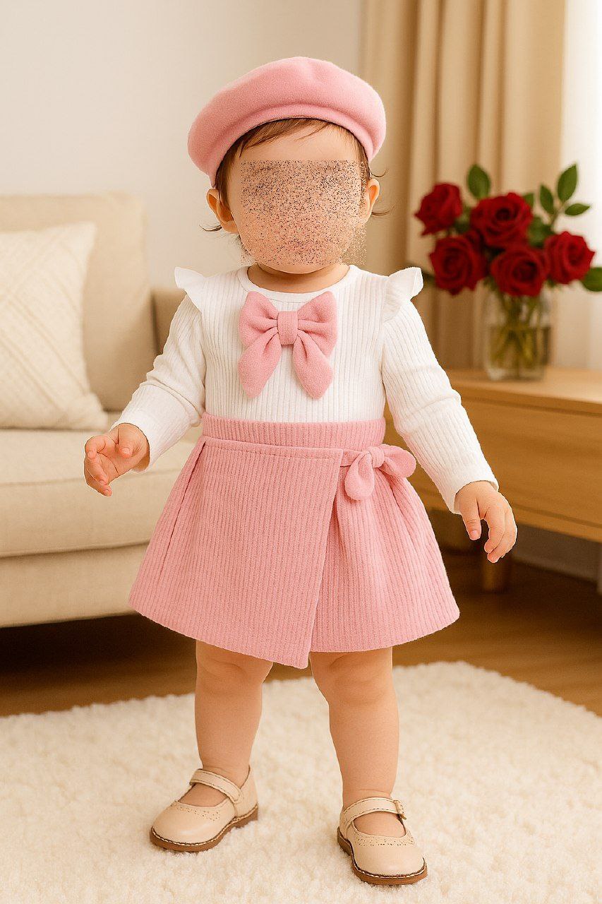 فستان الأميرات في العيد – طقم بنات فخم مع قبعة